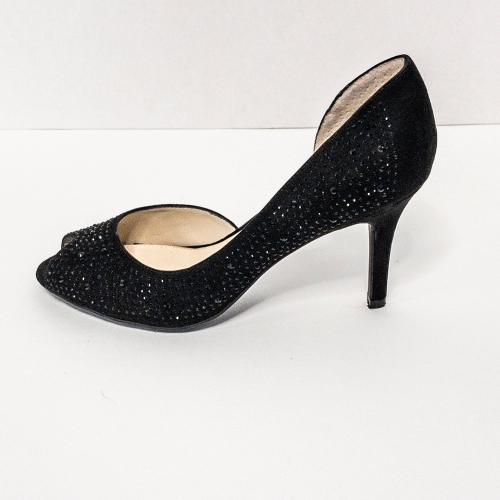 Unisa | Black Beaded Peep Toe Pump